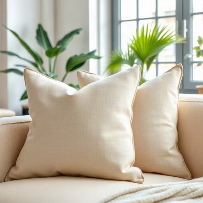 Kit 2 Almofadas Decorativas 45×45 — Linho Bege