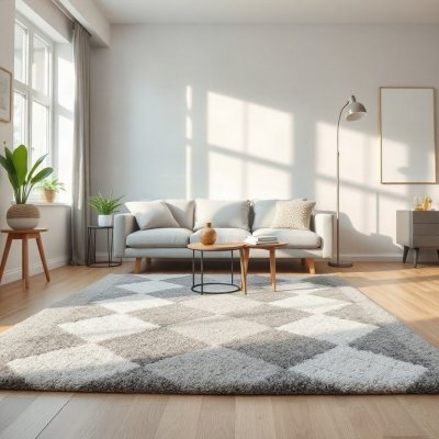 Tapete Sala Geométrico 150×200 — Cinza