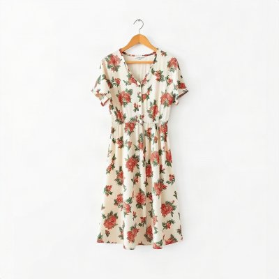 Vestido Midi Viscose Floral
